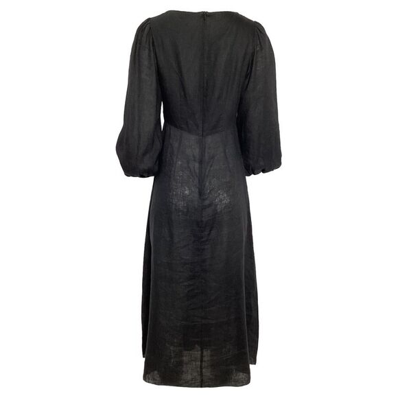 Zimmermann Wayfarer Cutout Midi Dress In Black Linen Zimmermann Wayfarer Cutout Midi Dress In Black Linen